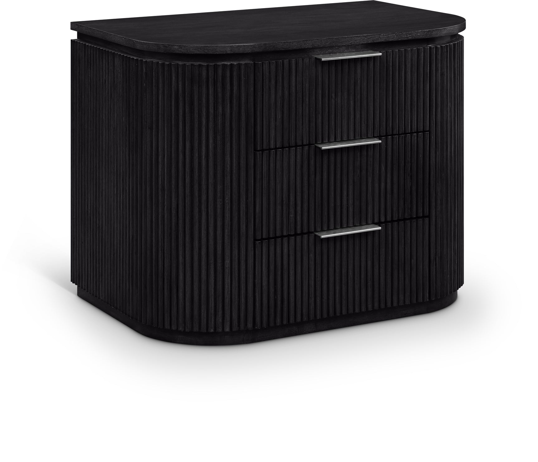 Monterey Black/Silver Wood And Oak Veneer Nightstand - Ornate Home