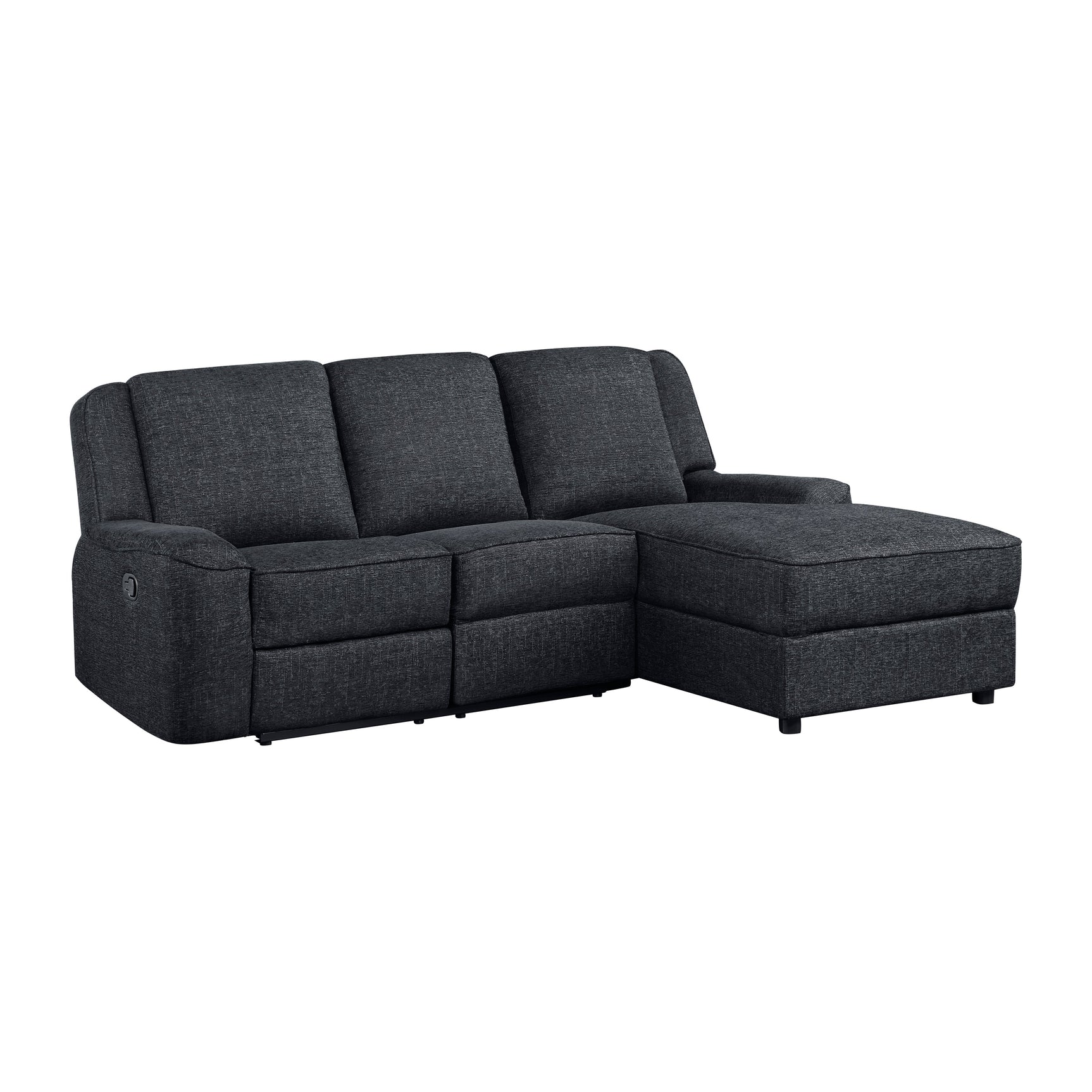 Monterey Ebony 2-Piece Reclining Sectional with Right Chaise - Ornate Home
