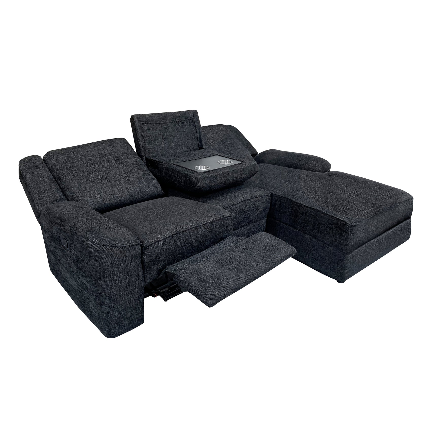 Monterey Ebony 2-Piece Reclining Sectional with Right Chaise - Ornate Home