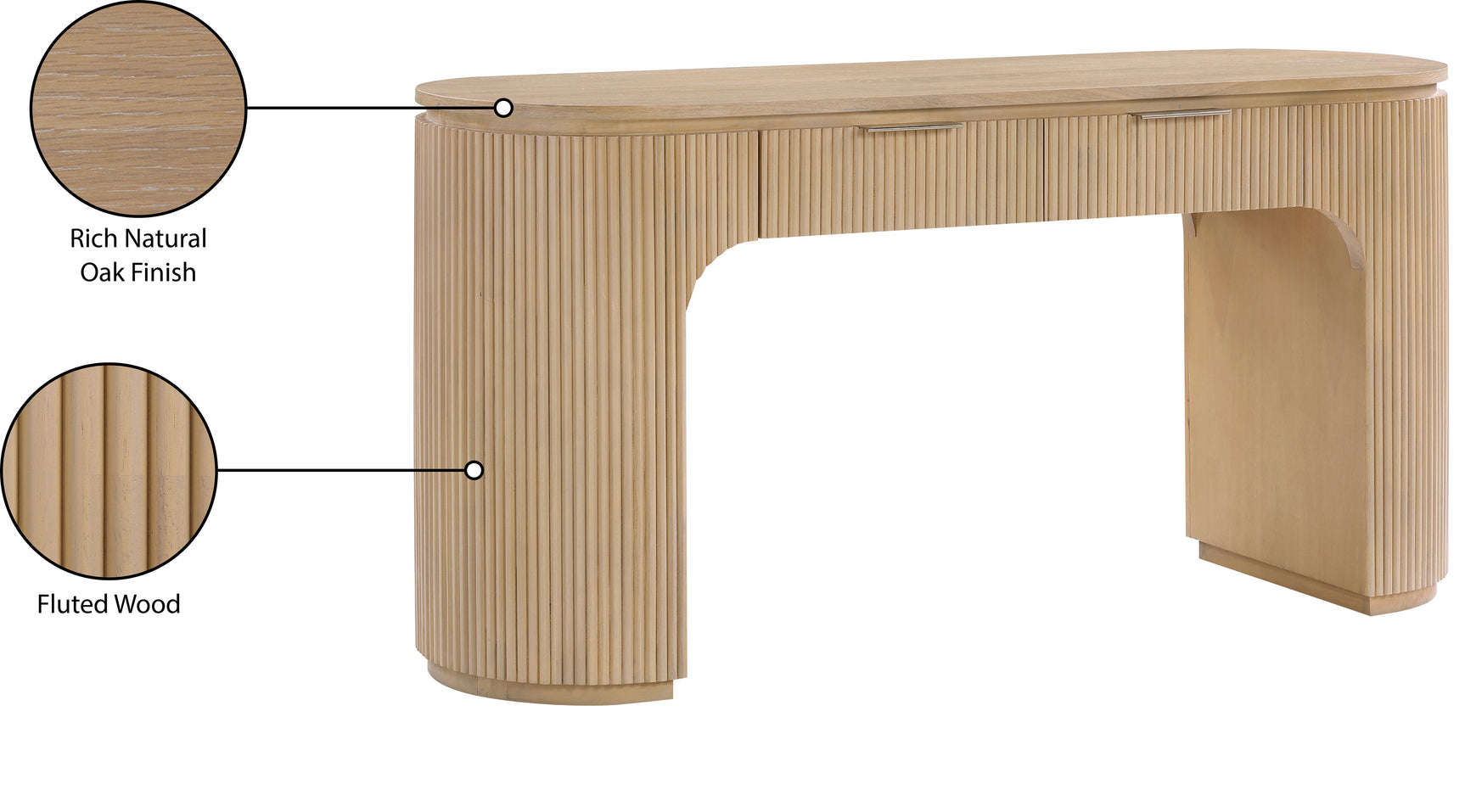 Monterey Natural/Oak/Silver Wood And Oak Veneer Desk - Ornate Home