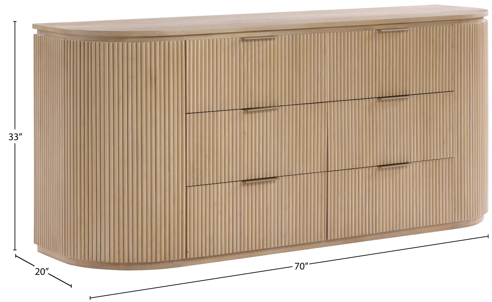 Monterey Natural/Oak/Silver Wood And Oak Veneer Dresser - Ornate Home
