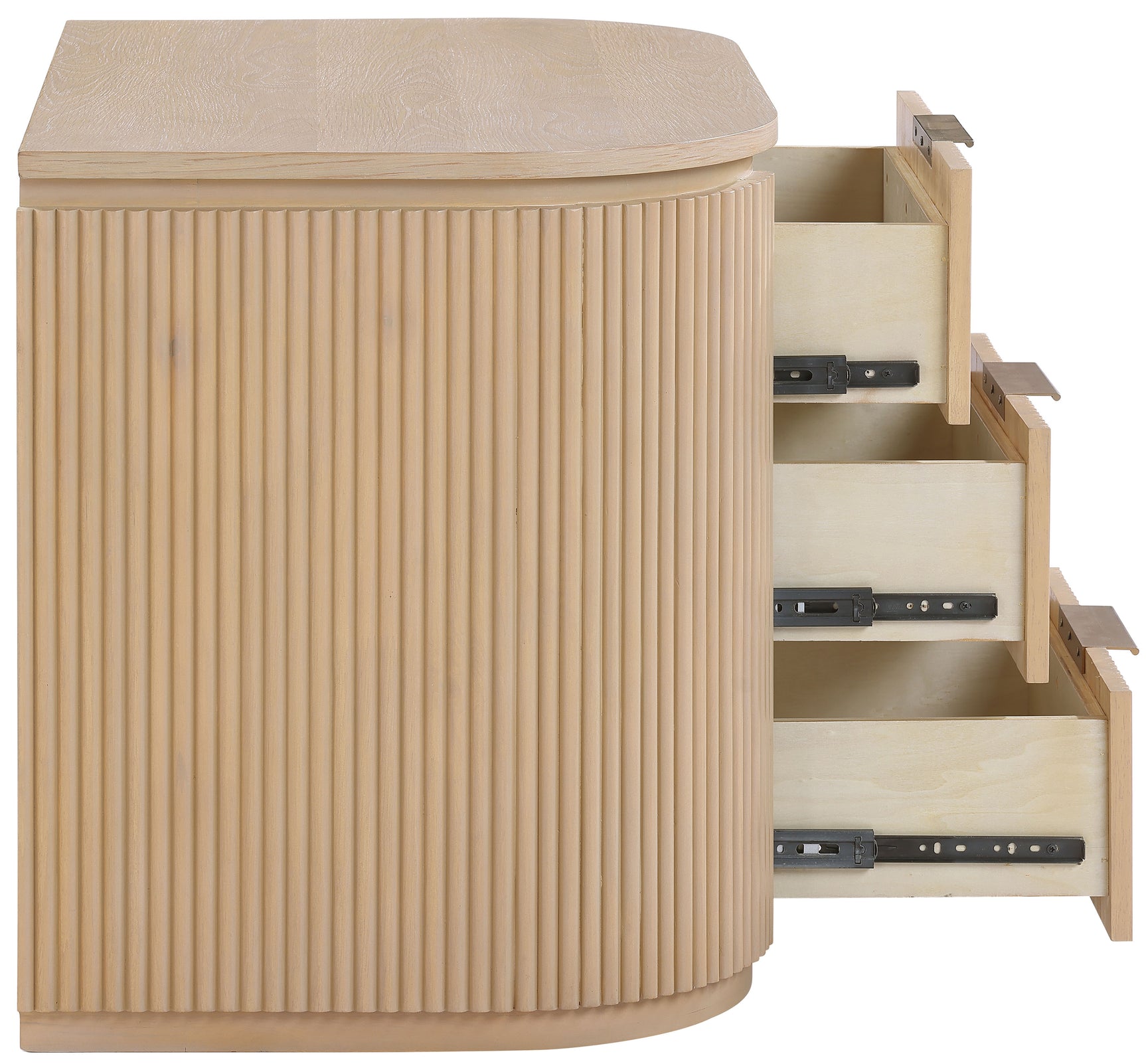 Monterey Natural/Oak/Silver Wood And Oak Veneer Nightstand - Ornate Home