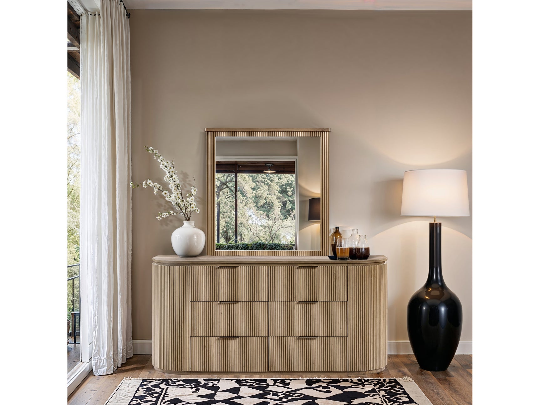 Monterey Natural Wood And Oak Veneer Mirror - Ornate Home