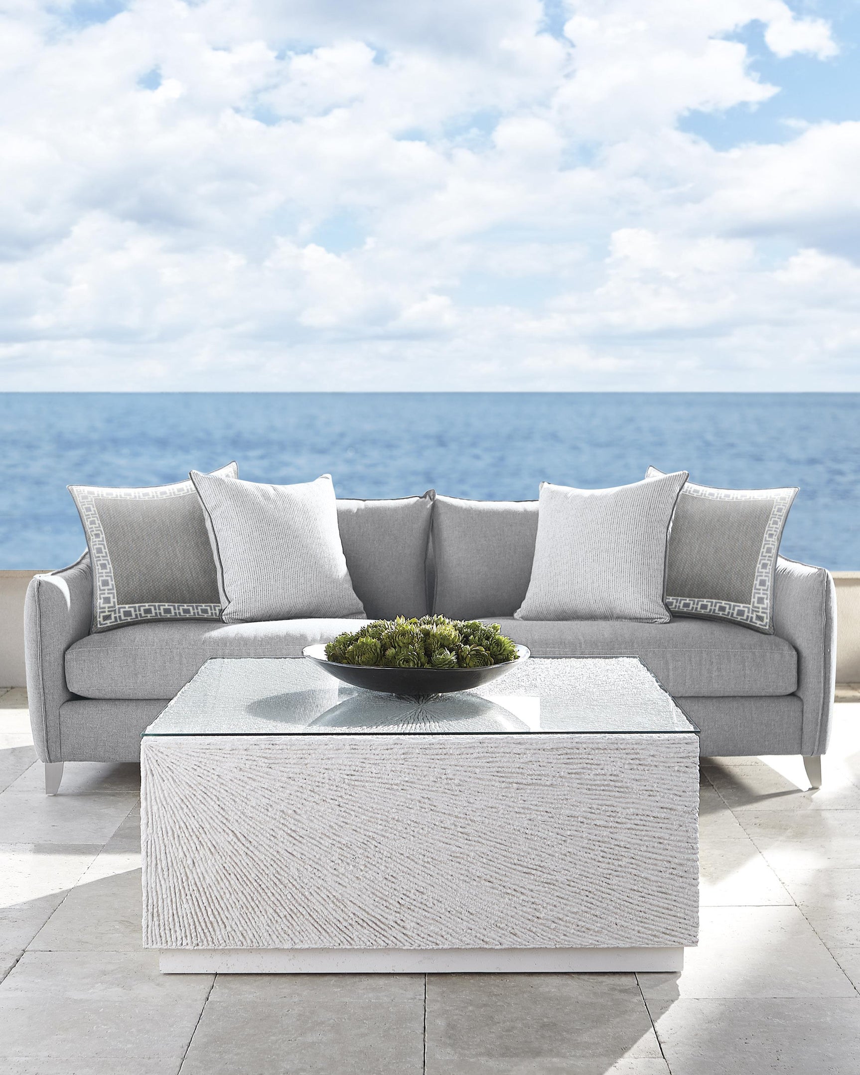 Monterey White/Cream Outdoor Sofa - Ornate Home