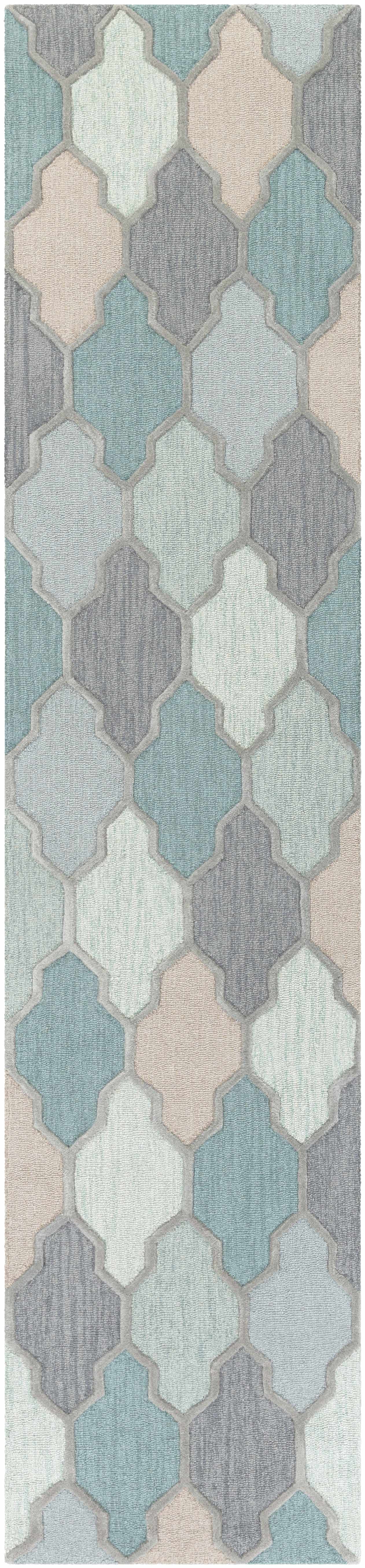 Monteview Sage&Teal Geometric Wool Rug - Clearance - Ornate Home