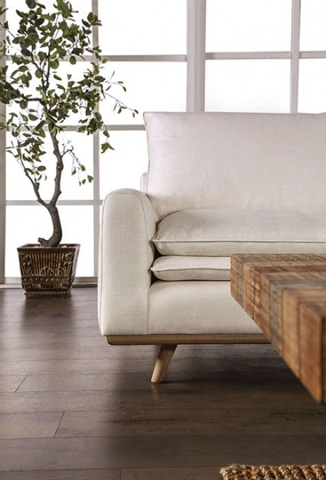 Monthey Oak/Linen White Sofa - Ornate Home