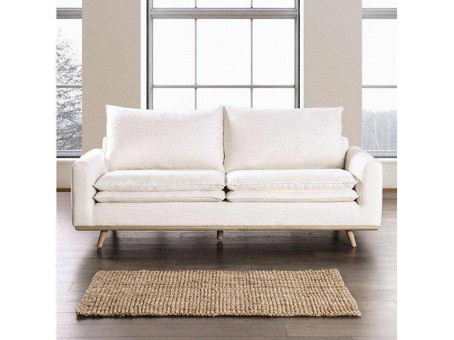 Monthey Oak/Linen White Sofa - Ornate Home
