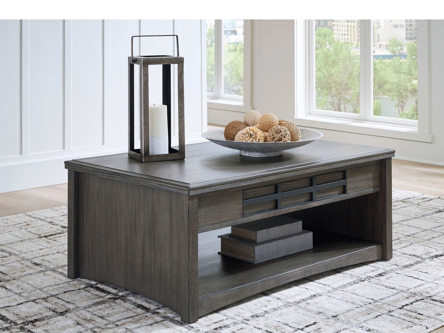 Montillan Grayish Brown Lift-Top Coffee Table - Ornate Home