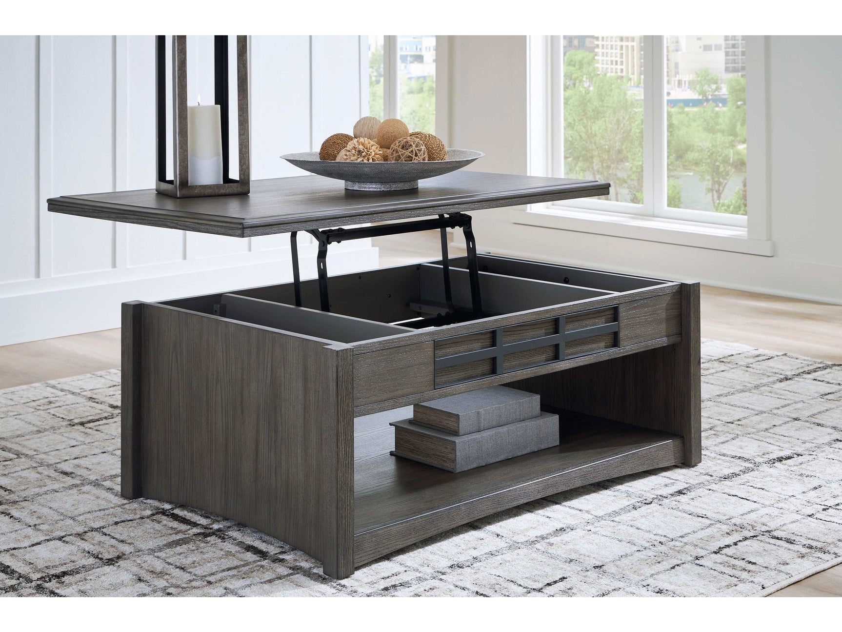 Montillan Grayish Brown Lift-Top Coffee Table - Ornate Home