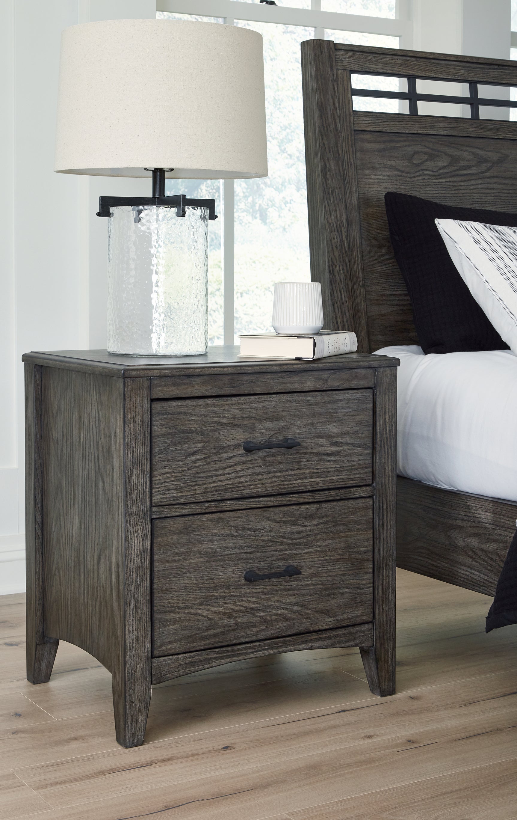 Montillan Grayish Brown Queen Panel Bedroom Set with Dresser, Mirror and Nightstand - Ornate Home