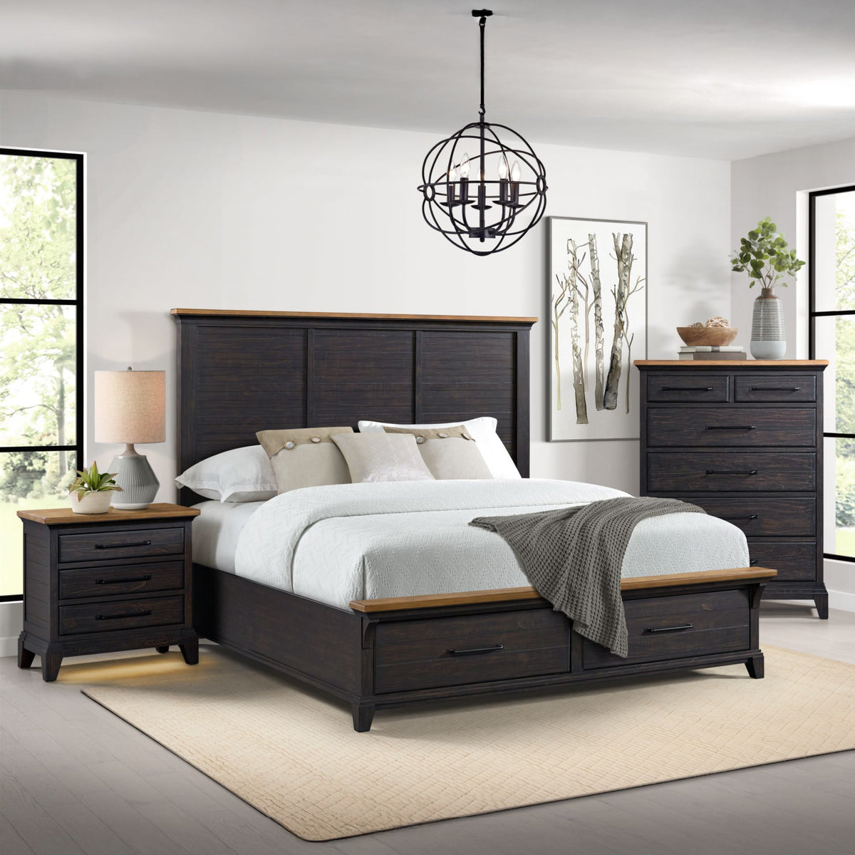 Montrose Espresso/Brown 3-Piece King Storage Bedroom Set - Ornate Home