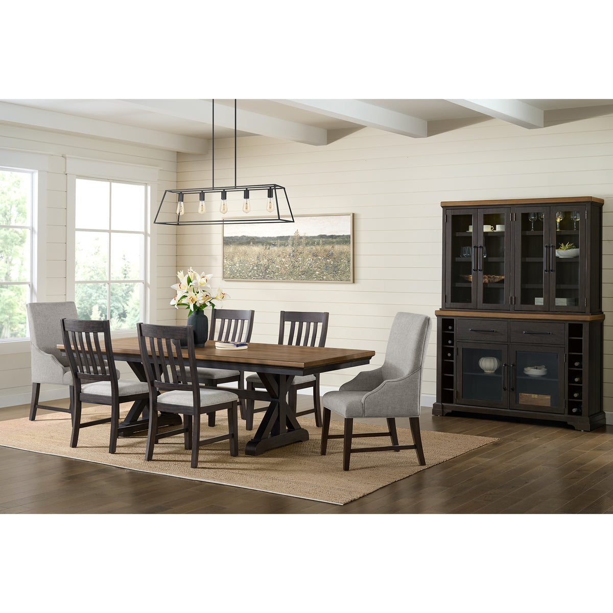 Montrose Espresso/Light Grey Dining Host Chair (Set of 2) - Ornate Home