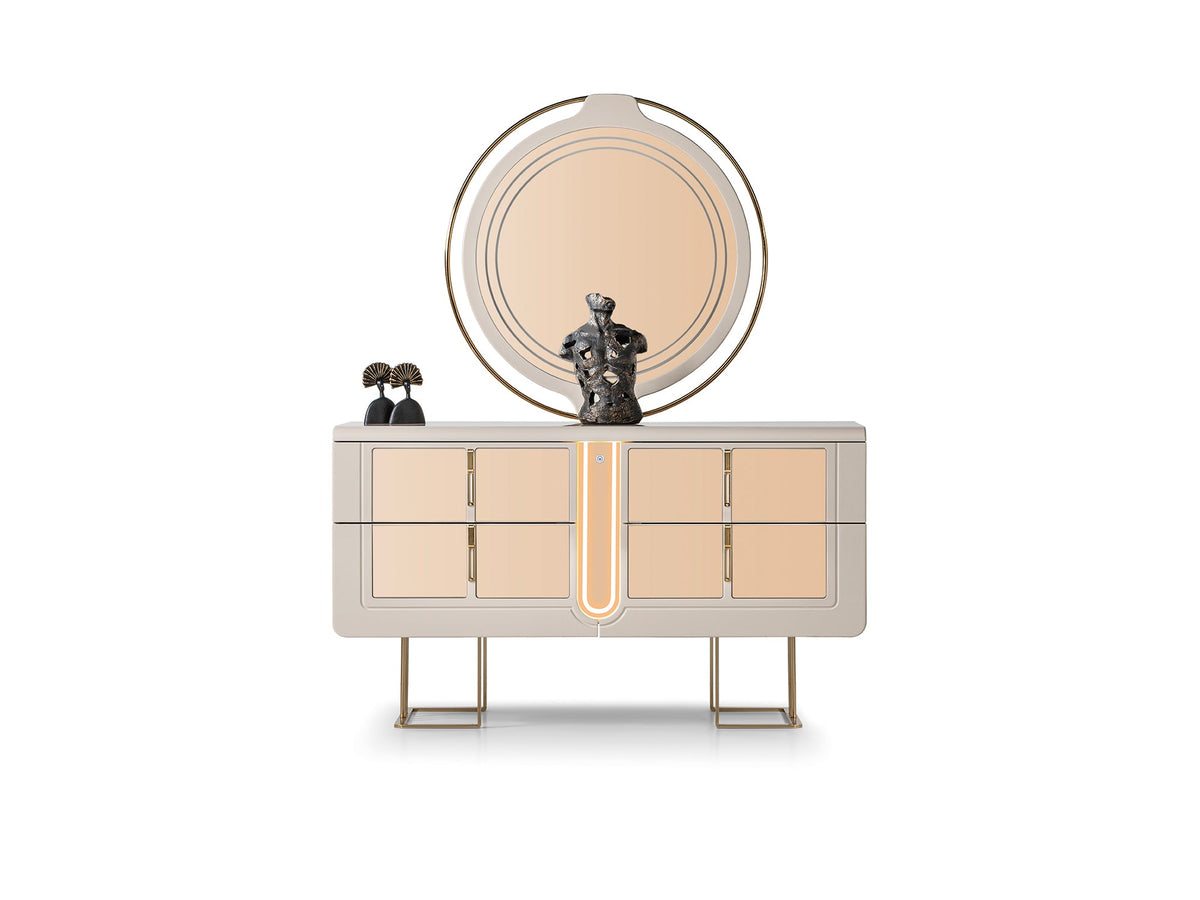 Monza Cream/Gold Dresser With Mirror - Ornate Home