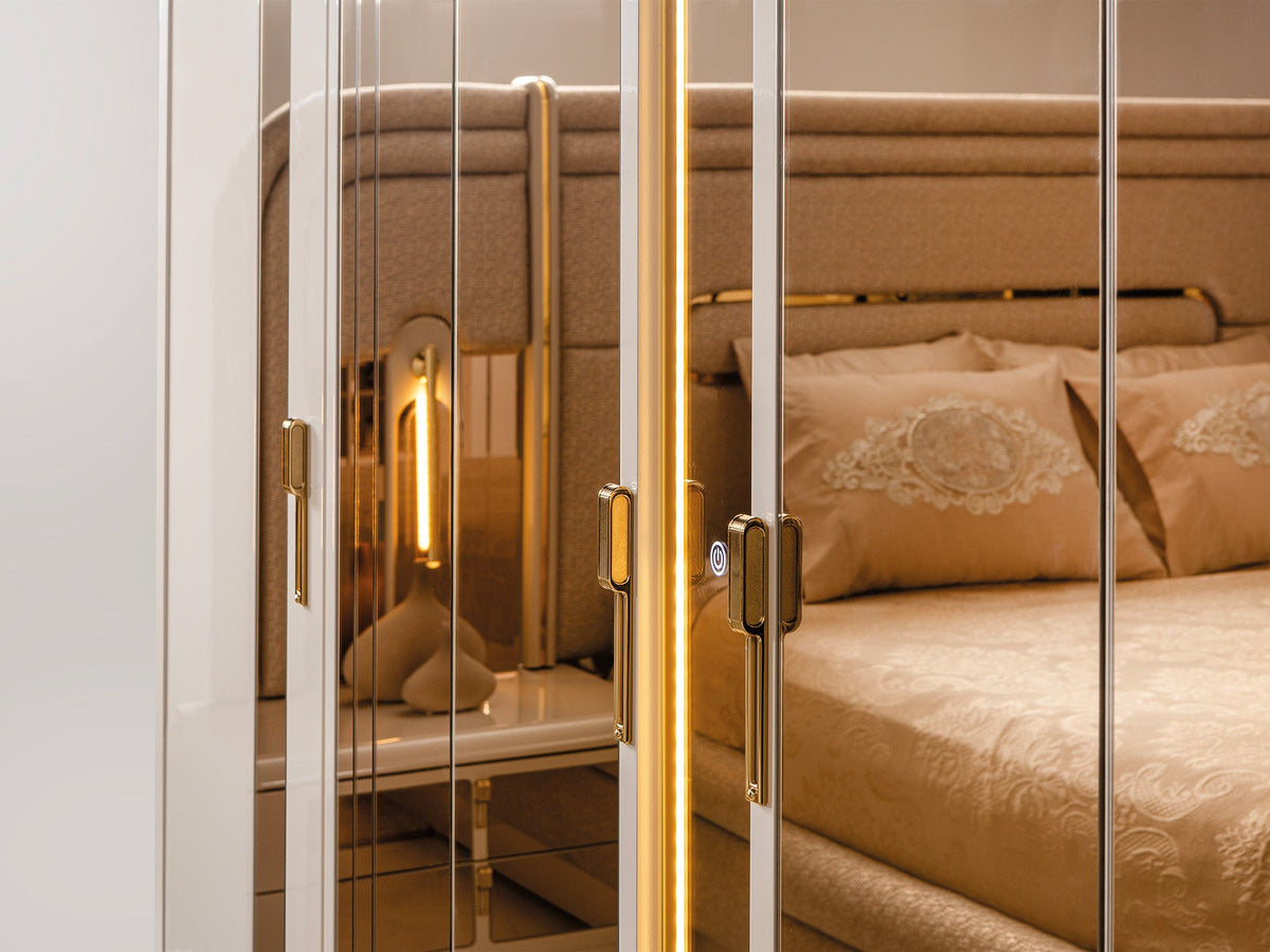 Monza Cream/Gold Wardrobe - Ornate Home