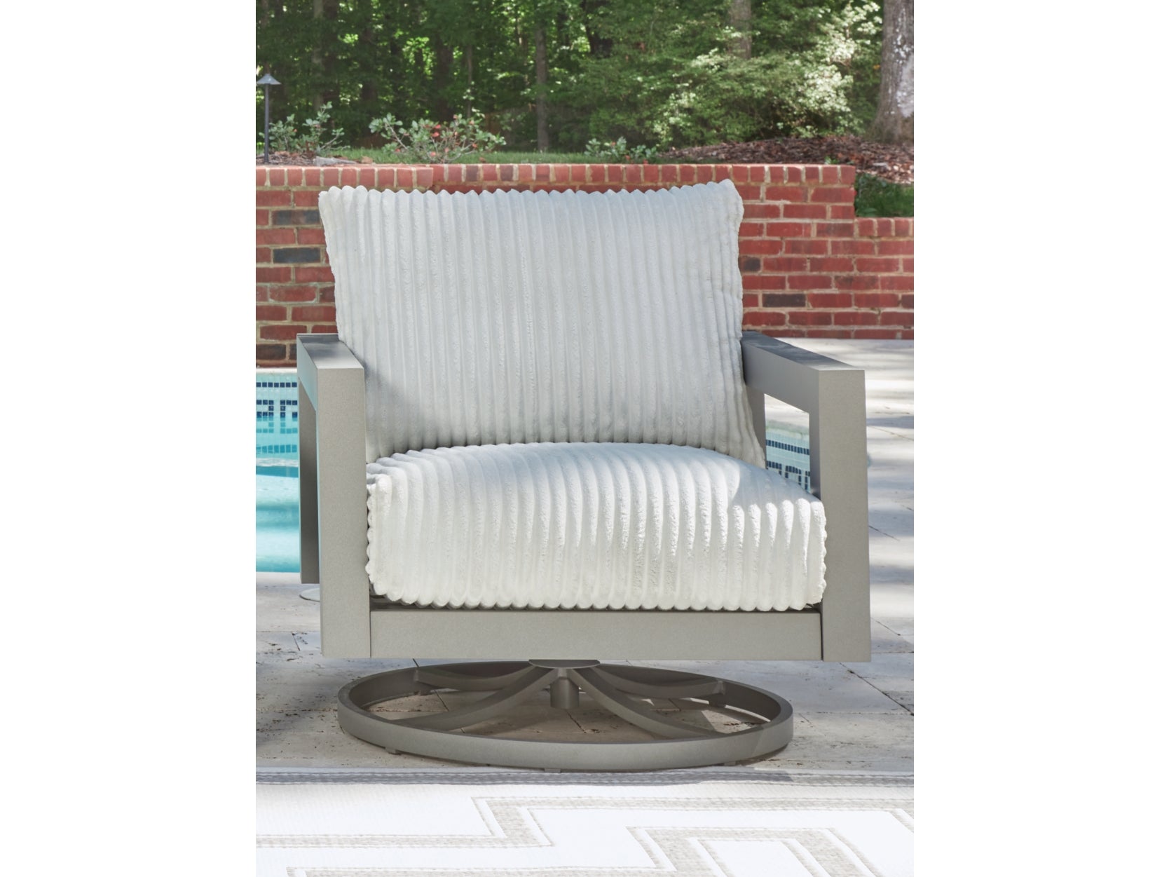 Moonlight Gray Outdoor Swivel Chair with Cushion - Ornate Home