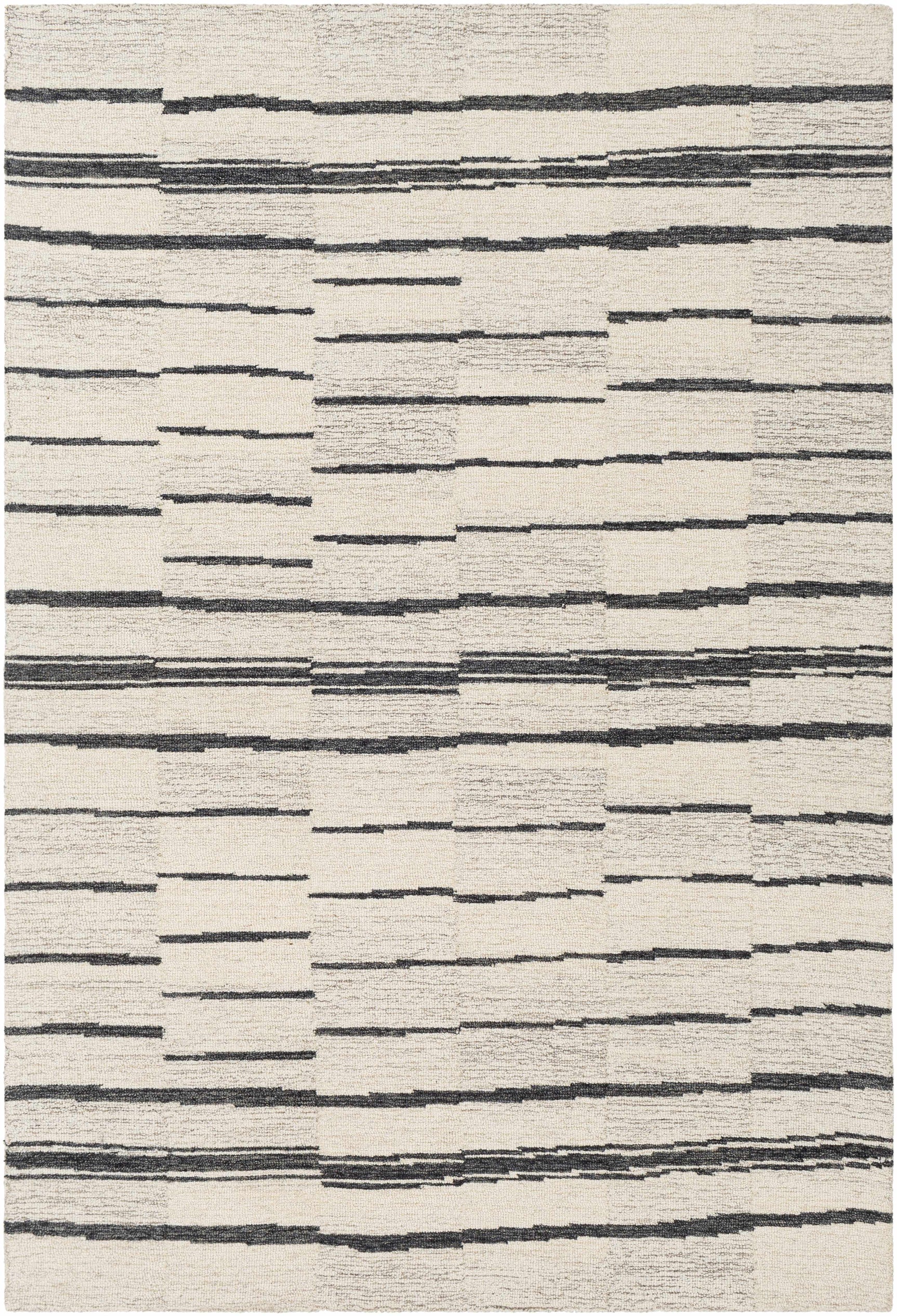 Moorebank Black Striped Wool Rug - Ornate Home
