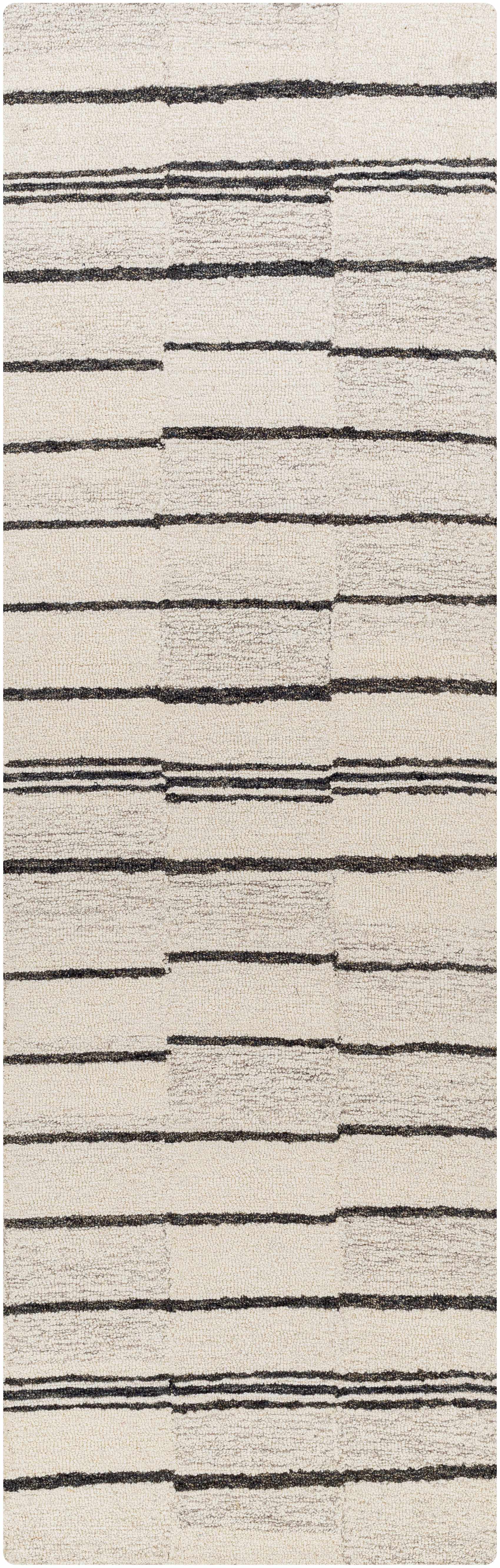 Moorebank Black Striped Wool Rug - Ornate Home