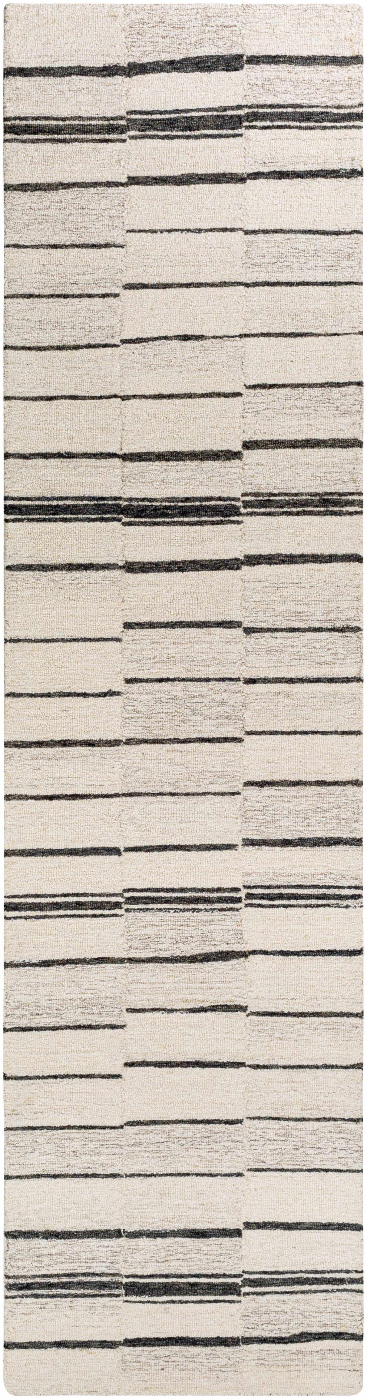Moorebank Black Striped Wool Rug - Ornate Home