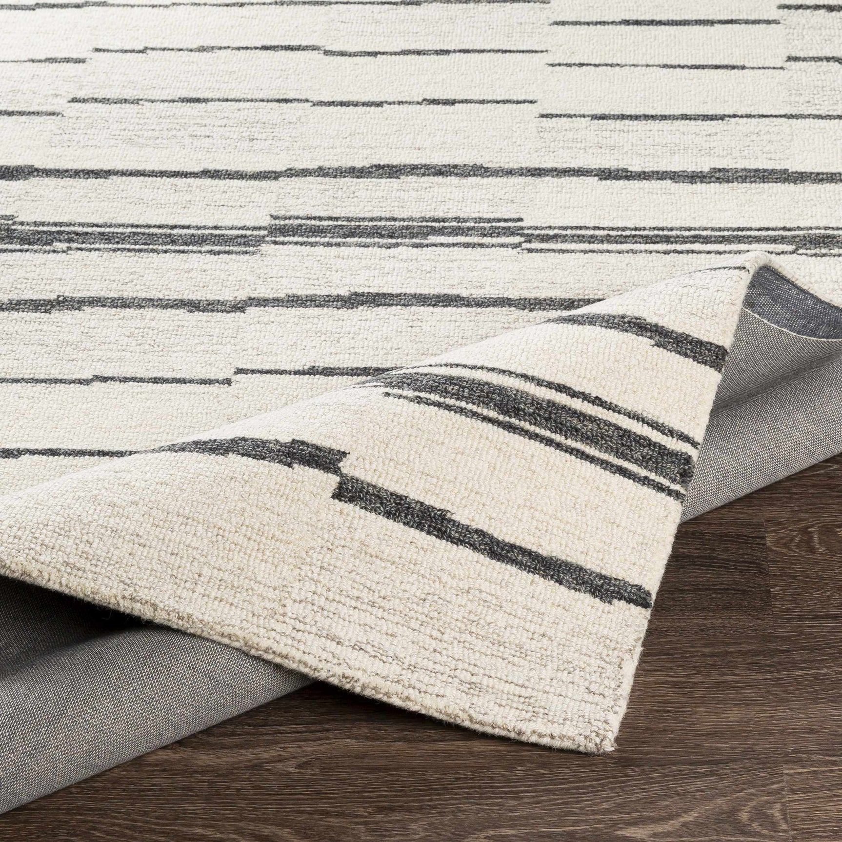 Moorebank Black Striped Wool Rug - Ornate Home