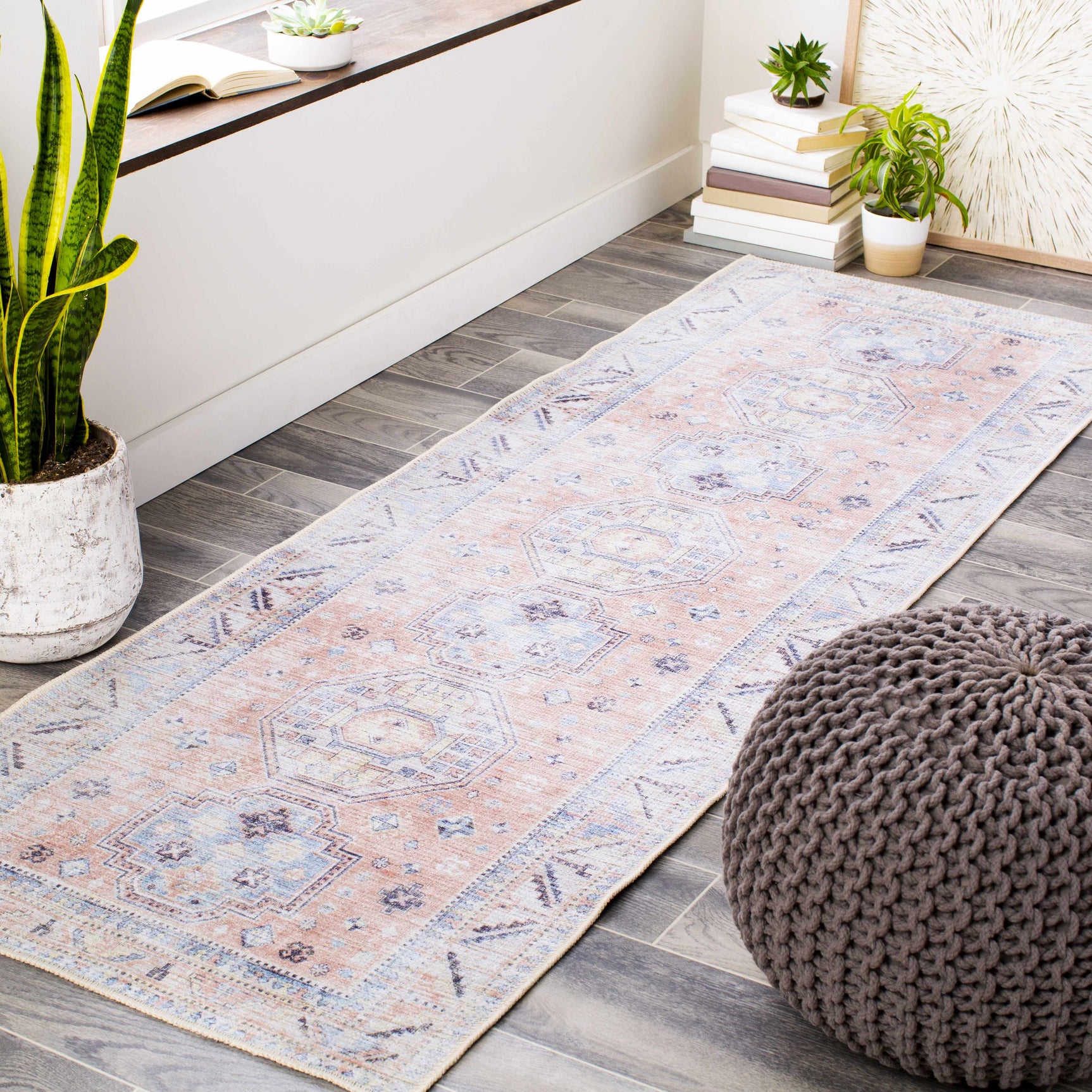Morcott Peach Washable Area Rug - Ornate Home