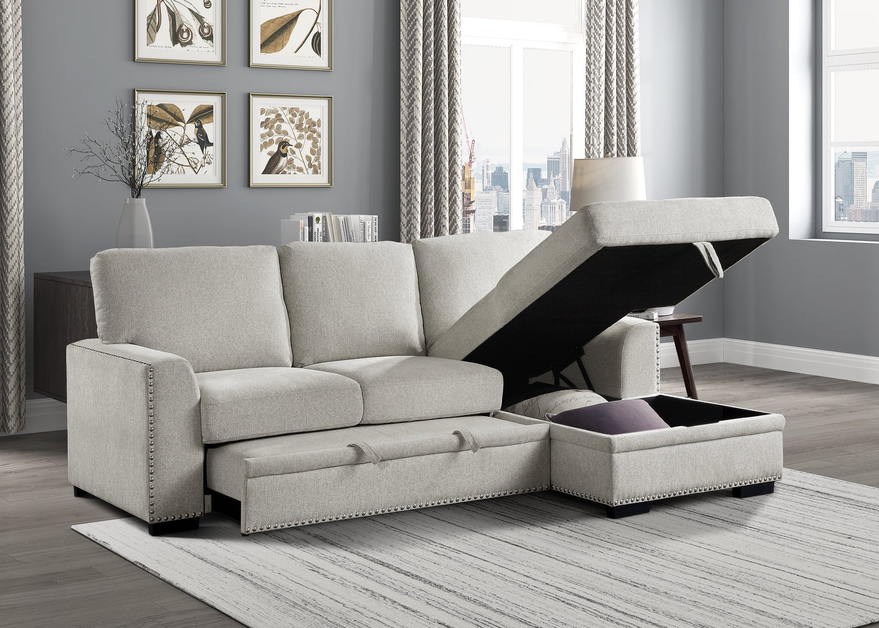 Morelia Beige 2-Piece Sectional Right Chaise - Ornate Home