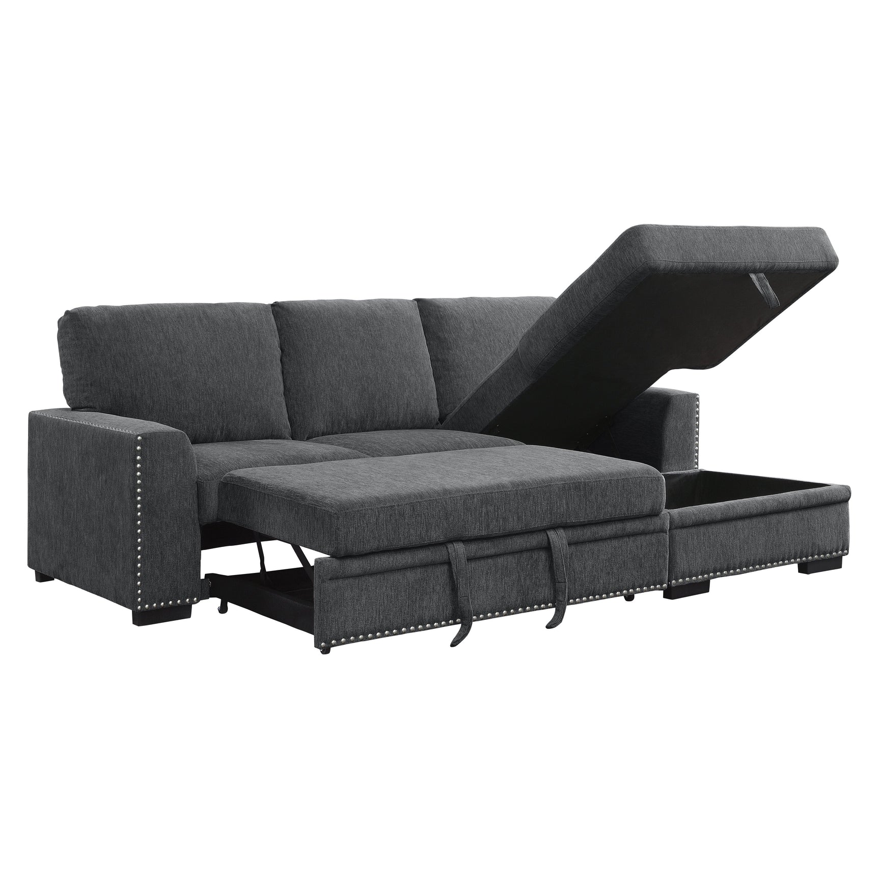 Morelia Charcoal 2-Piece Sectional Right Chaise - Ornate Home