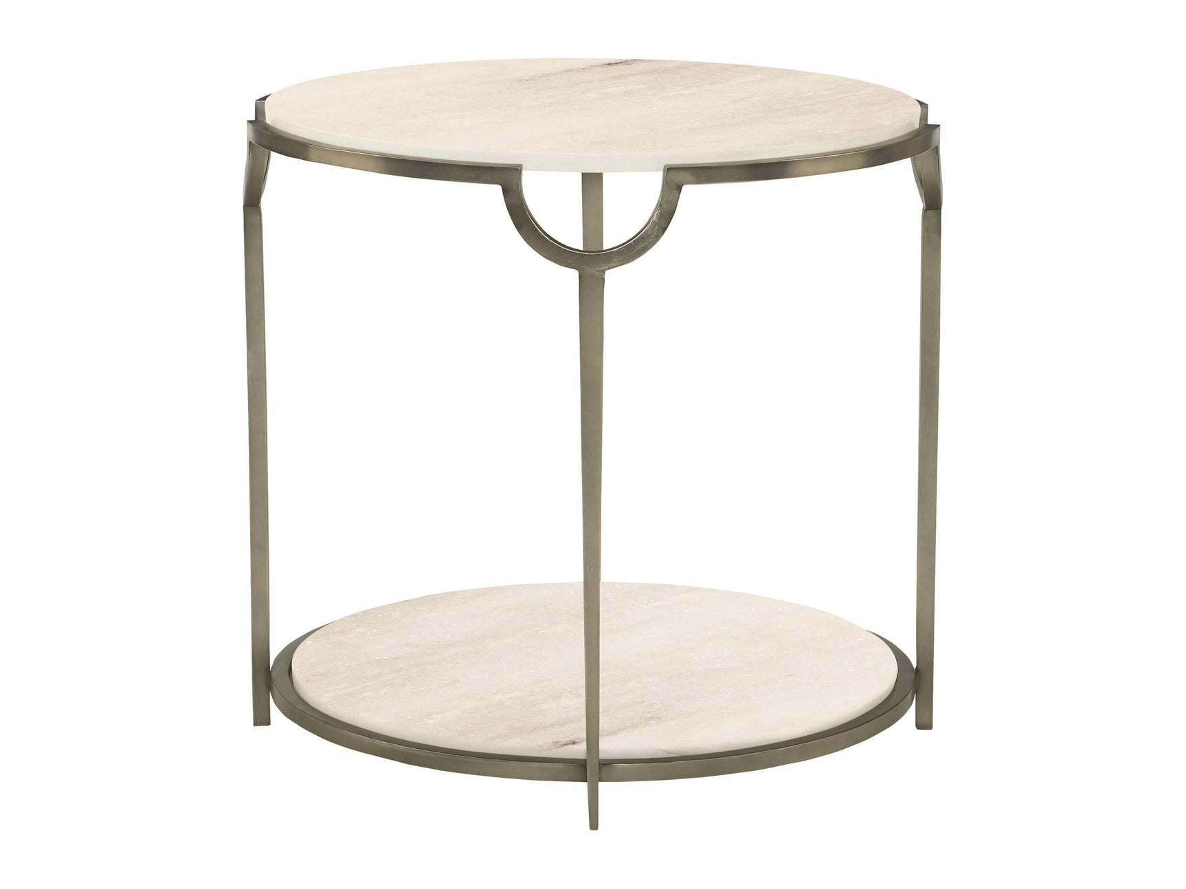 Morello Faux Carrara/Oxidized Nickel Side Table (28" D) - Ornate Home