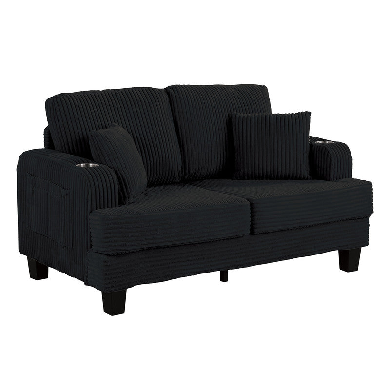 Moretaine Black Loveseat - Ornate Home
