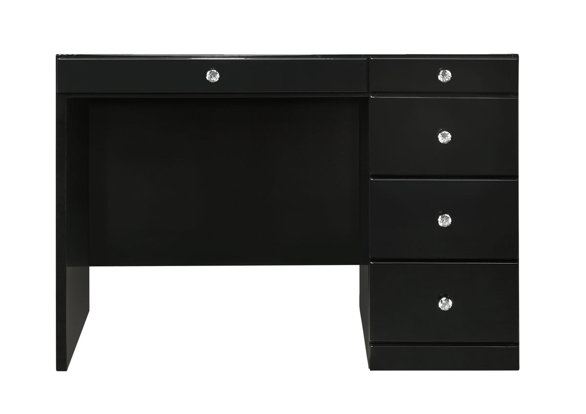 Morgan Black Vanity Set w/LED Mirror & Stool - Ornate Home