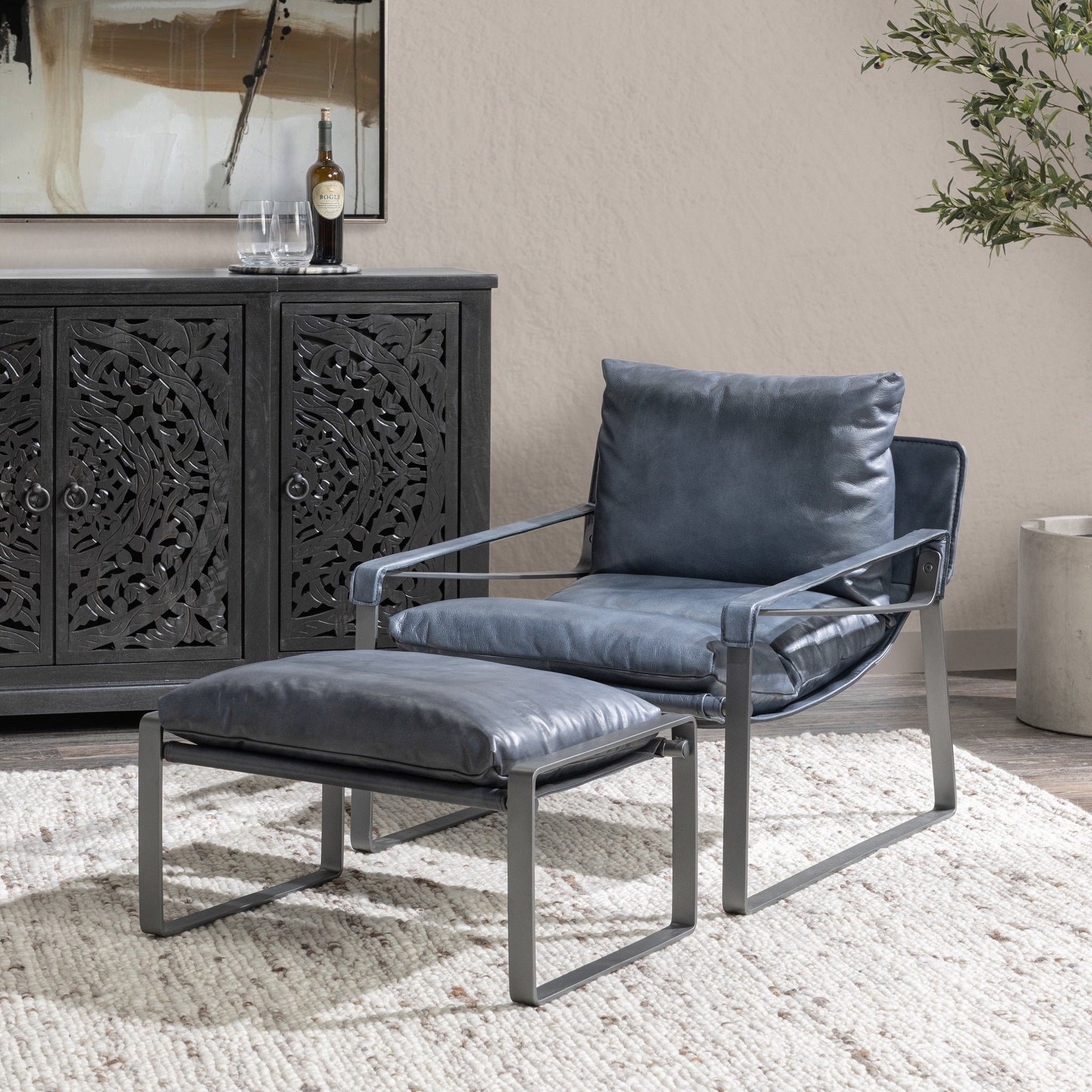 Morgan Ocean Blue Stool - Ornate Home