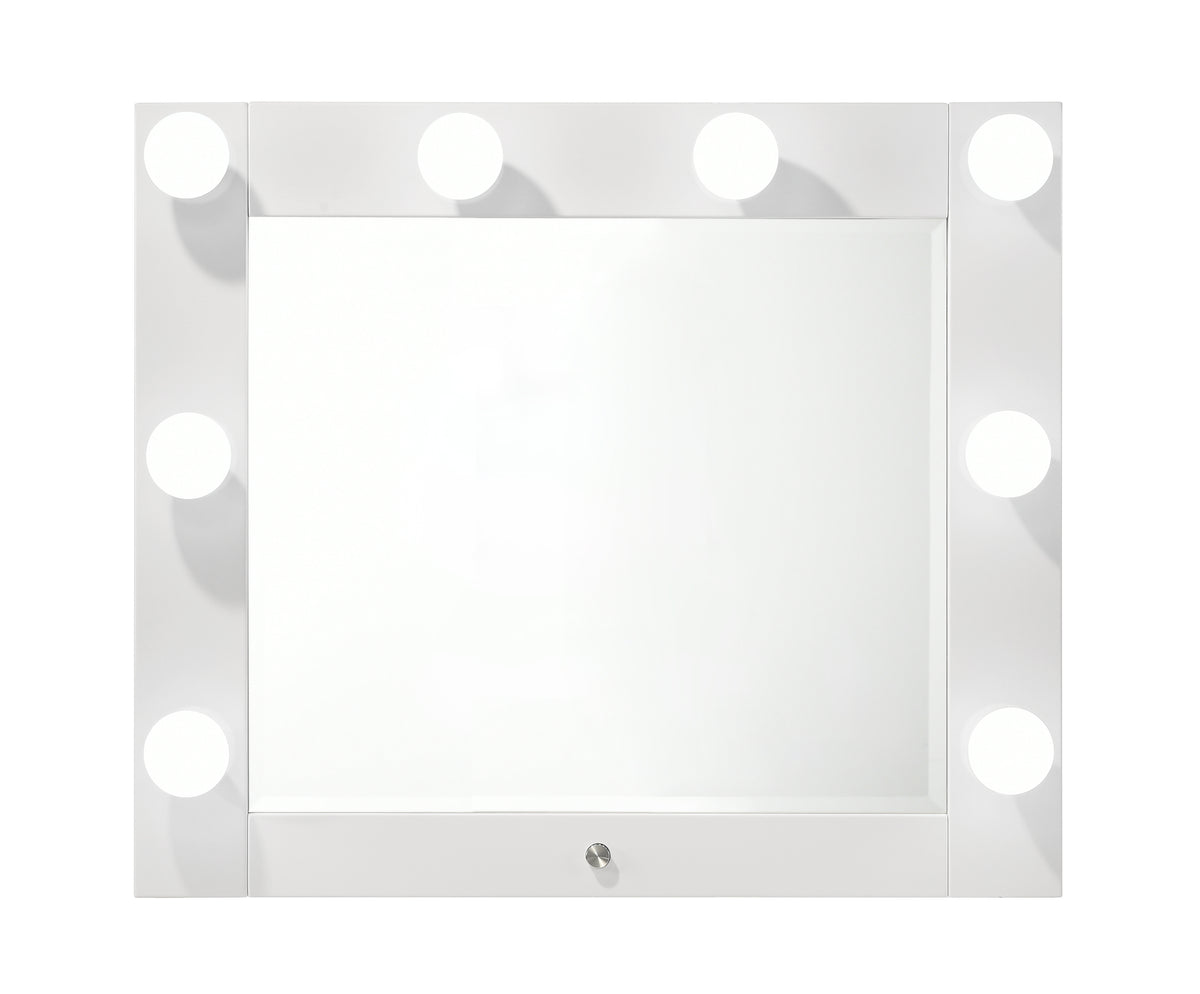 Avery White Vanity Set w/LED Mirror & Stool - Ornate Home