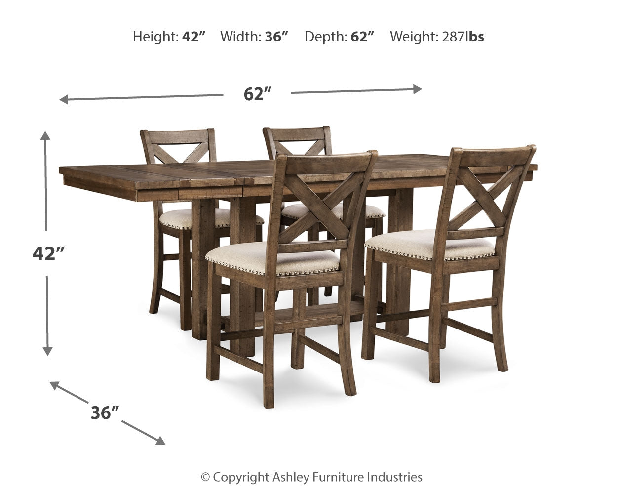 Moriville Beige Counter Height Dining Table and 4 Barstools - Ornate Home