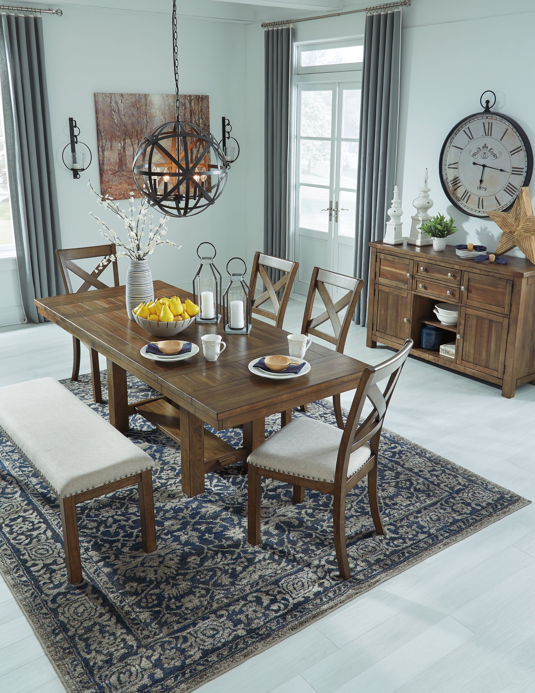 Moriville Brown/Beige Dining Table and 4 Chairs and Bench - Ornate Home