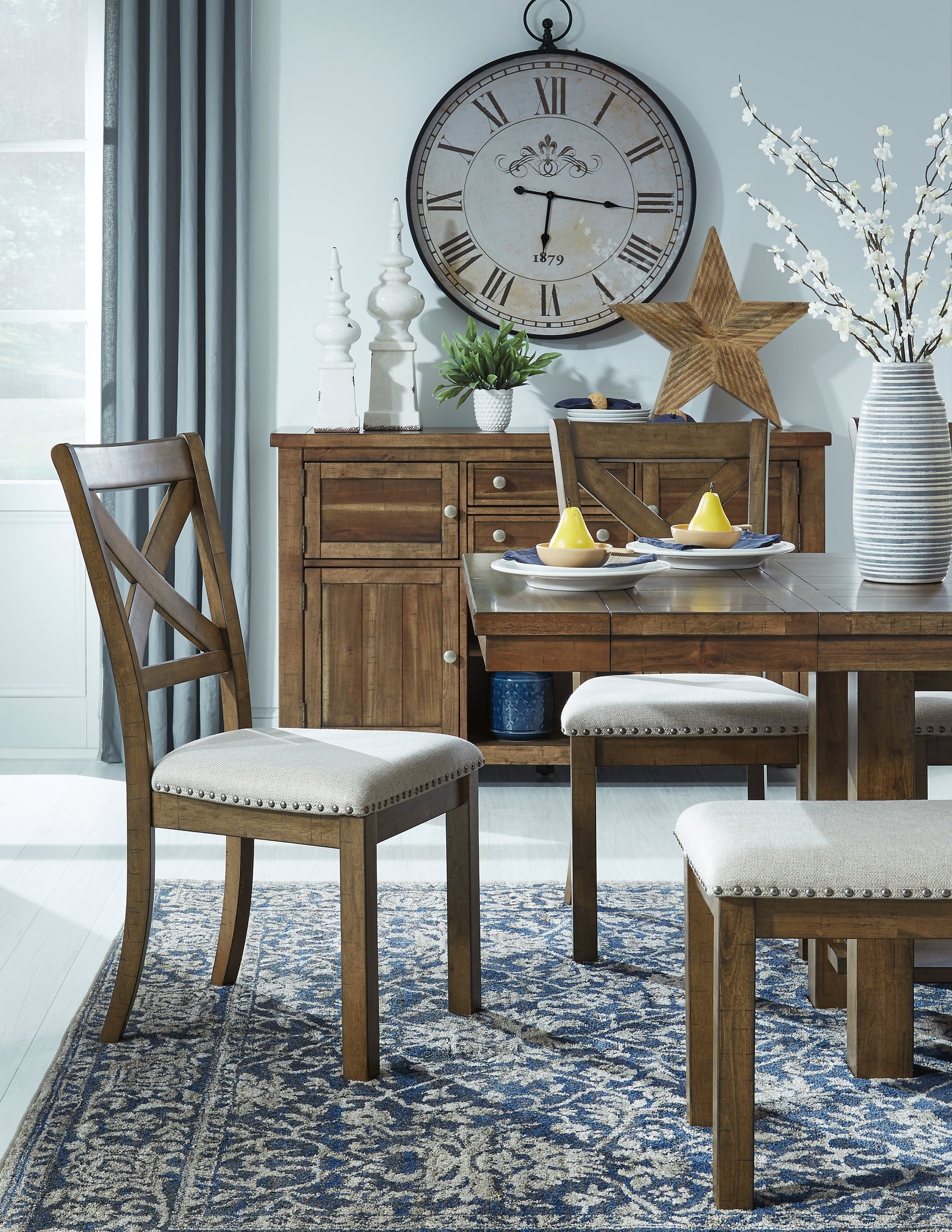Moriville Brown/Beige Dining Table and 4 Chairs and Bench - Ornate Home
