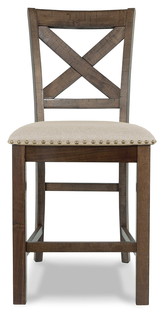 Moriville Grayish Brown Counter Height Extension Table & 8 Barstools - Ornate Home