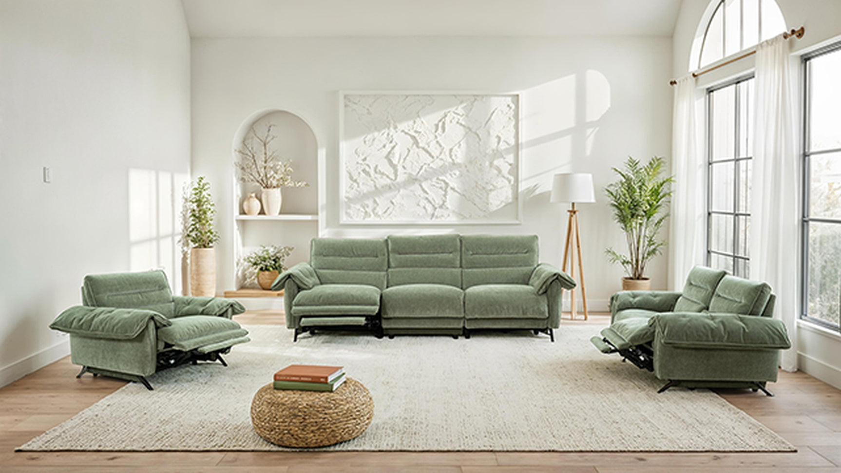 Morley Sage Green Power Loveseat - Ornate Home