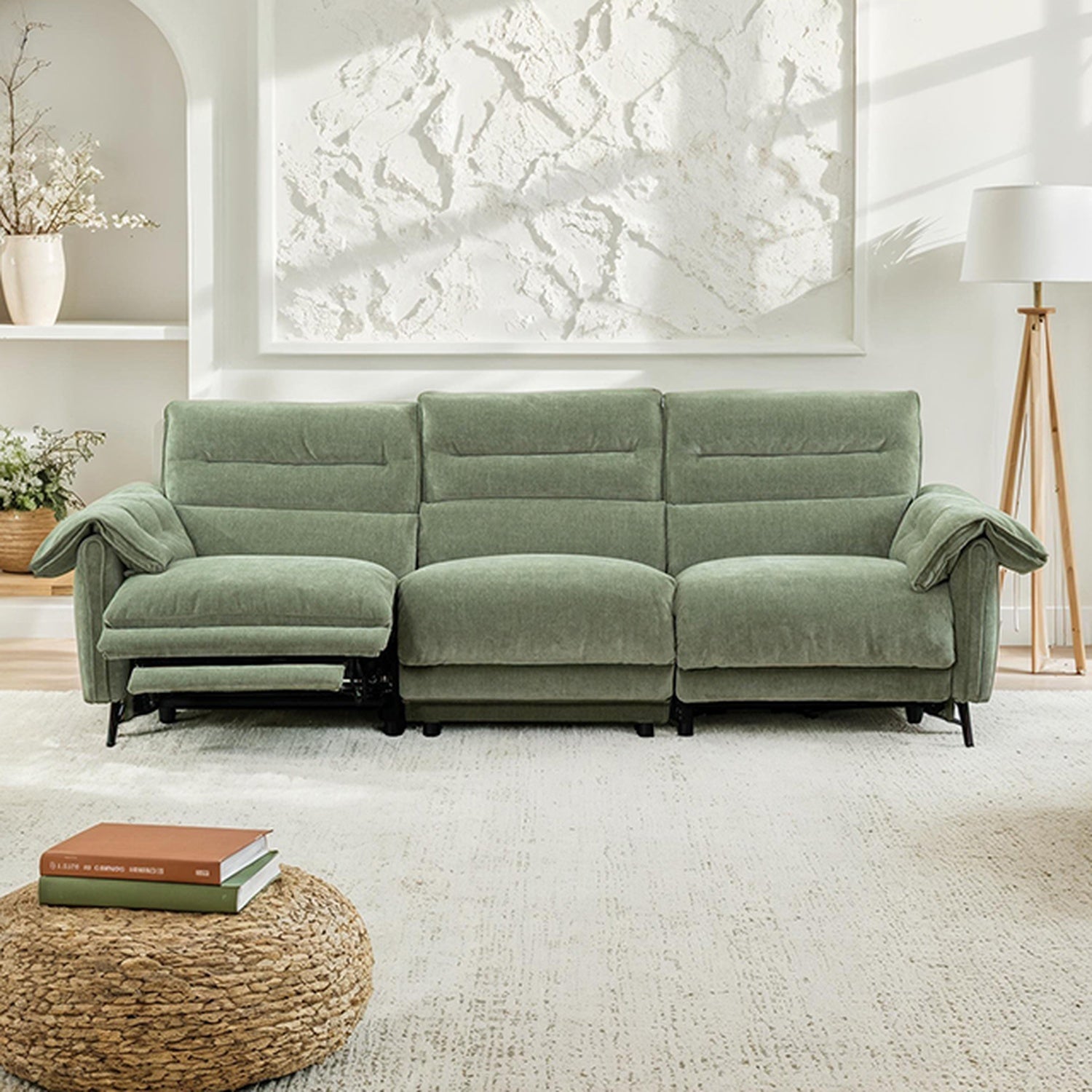 Morley Sage Green Power Sofa + Loveseat - Ornate Home