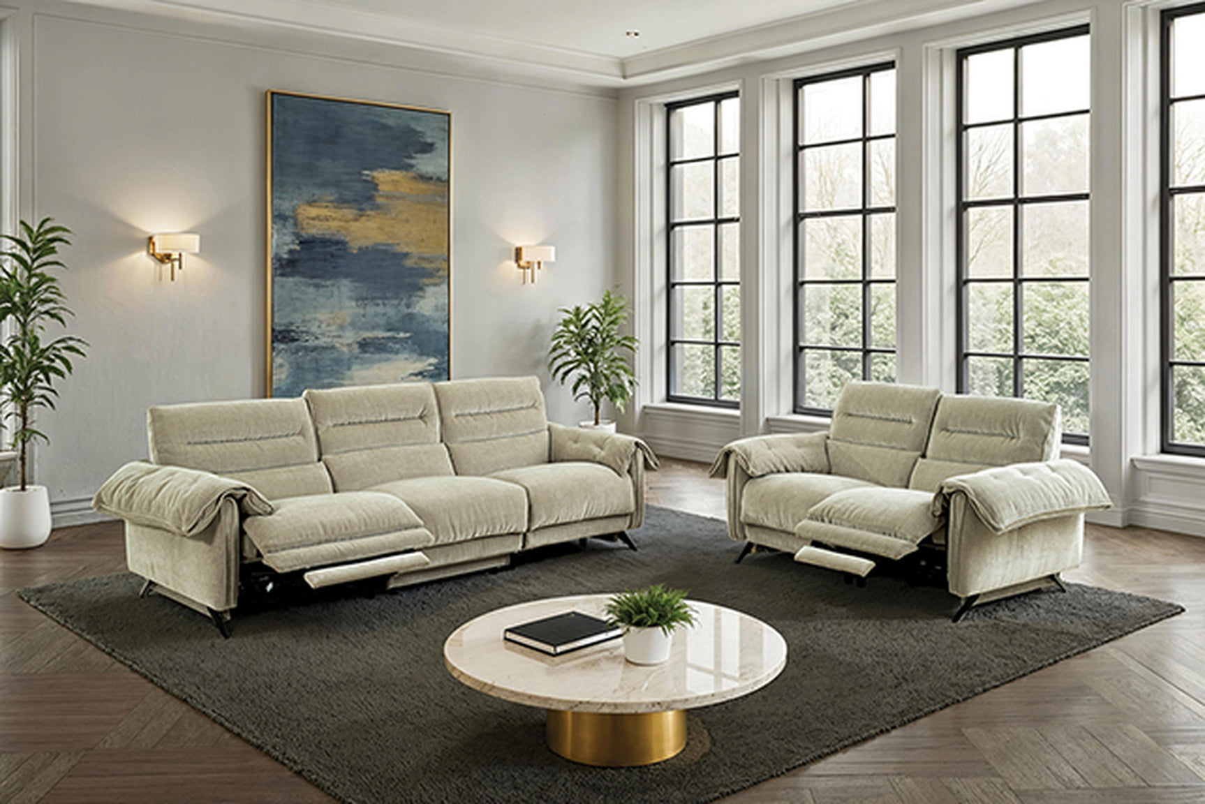 Morley Taupe Power Loveseat - Ornate Home