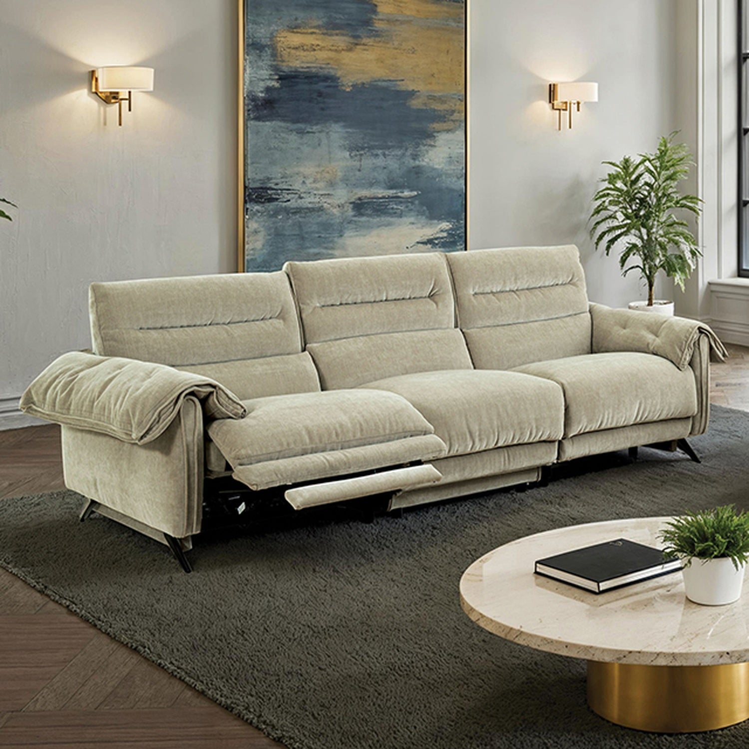 Morley Taupe Power Sofa + Loveseat - Ornate Home