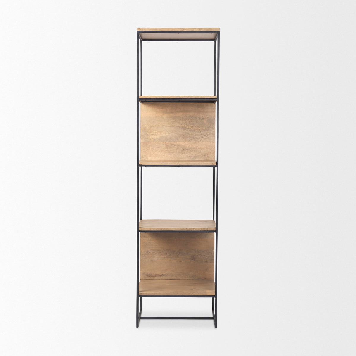 Morris Beige/Black Wood 4-Tier Shelving Unit