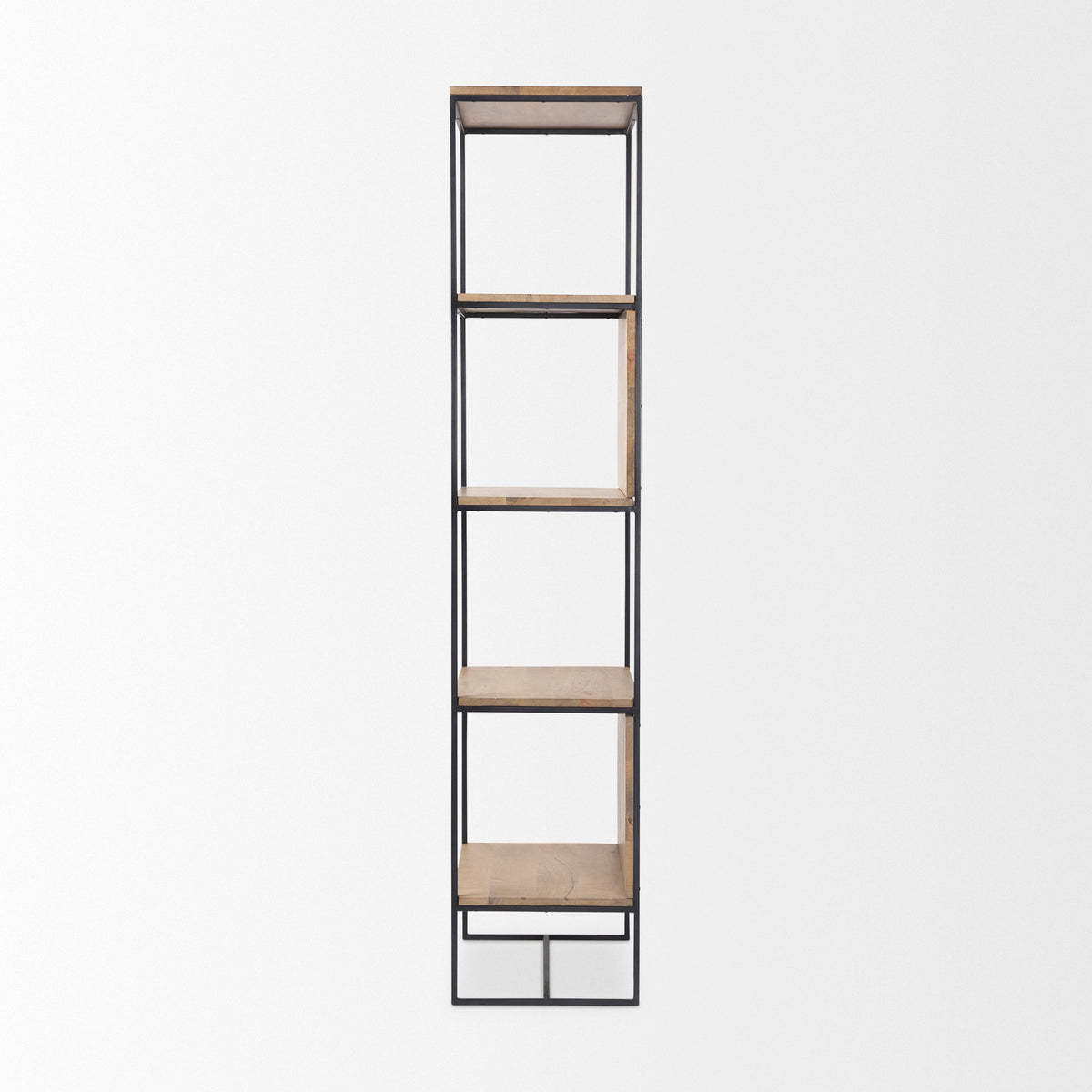 Morris Beige/Black Wood 4-Tier Shelving Unit