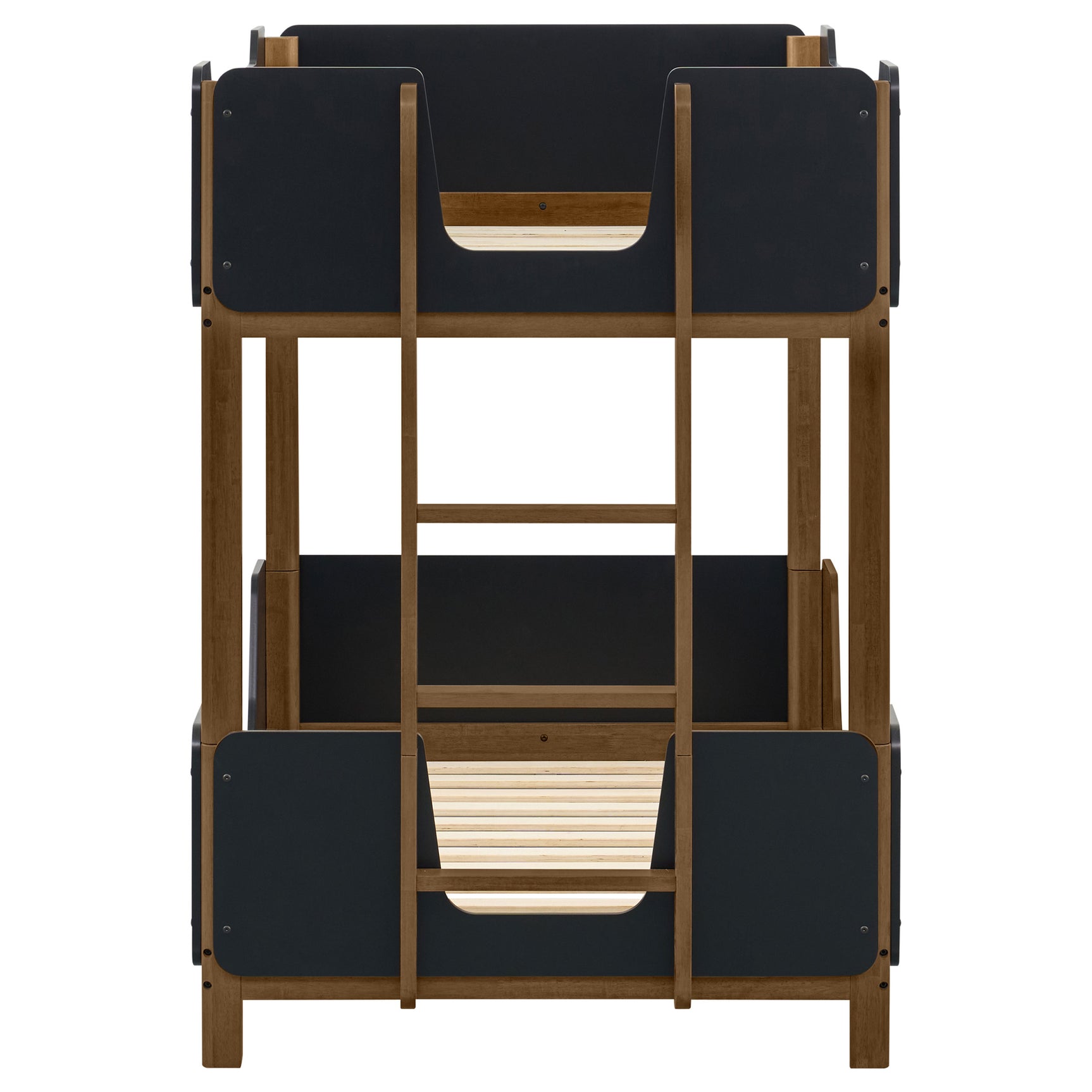 Morris Black/Walnut Twin Over Twin Wood Bunk Bed - Ornate Home