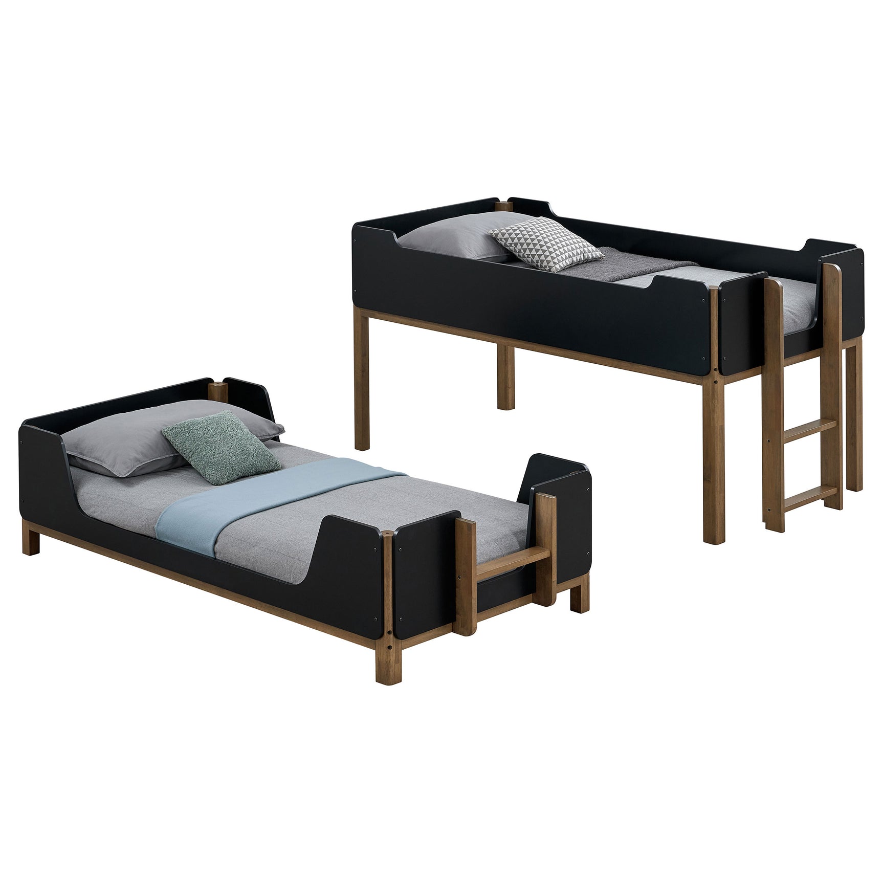 Morris Black/Walnut Twin Over Twin Wood Bunk Bed - Ornate Home