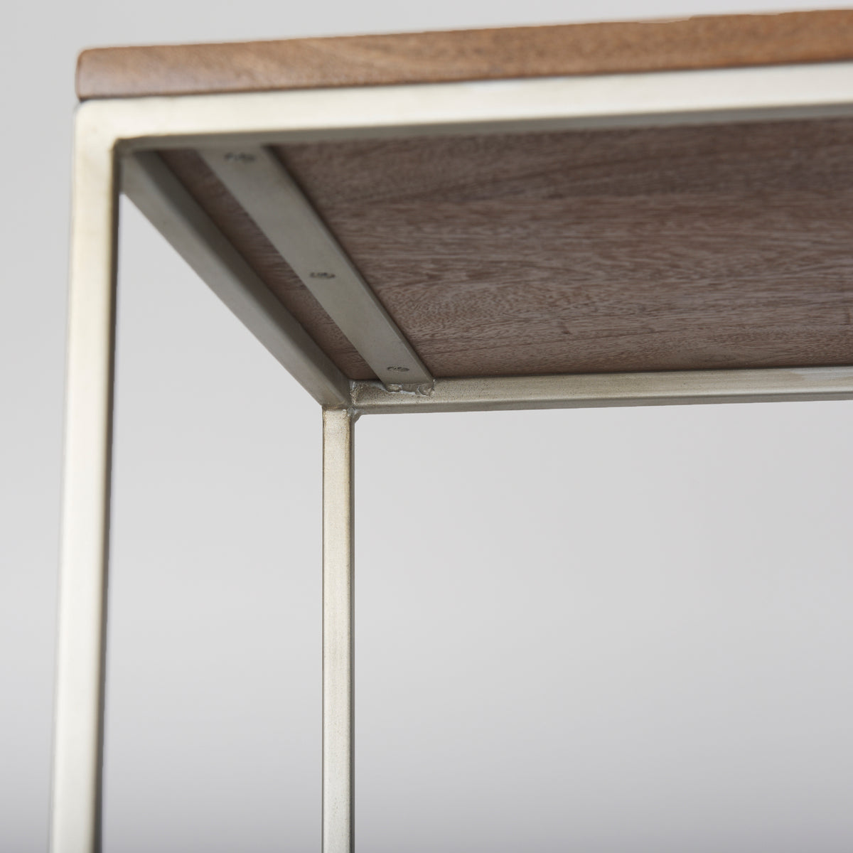 Morris Brown/Silver Wood and Metal Frame 6 Shelf Shelving Unit