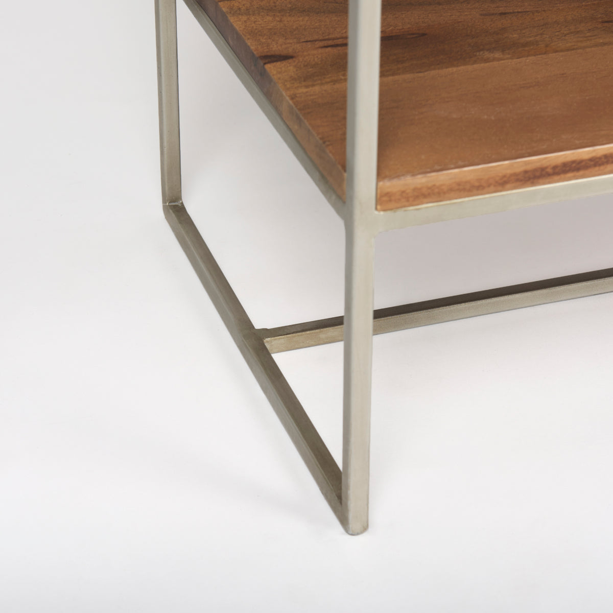 Morris Brown/Silver Wood and Metal Frame 6 Shelf Shelving Unit