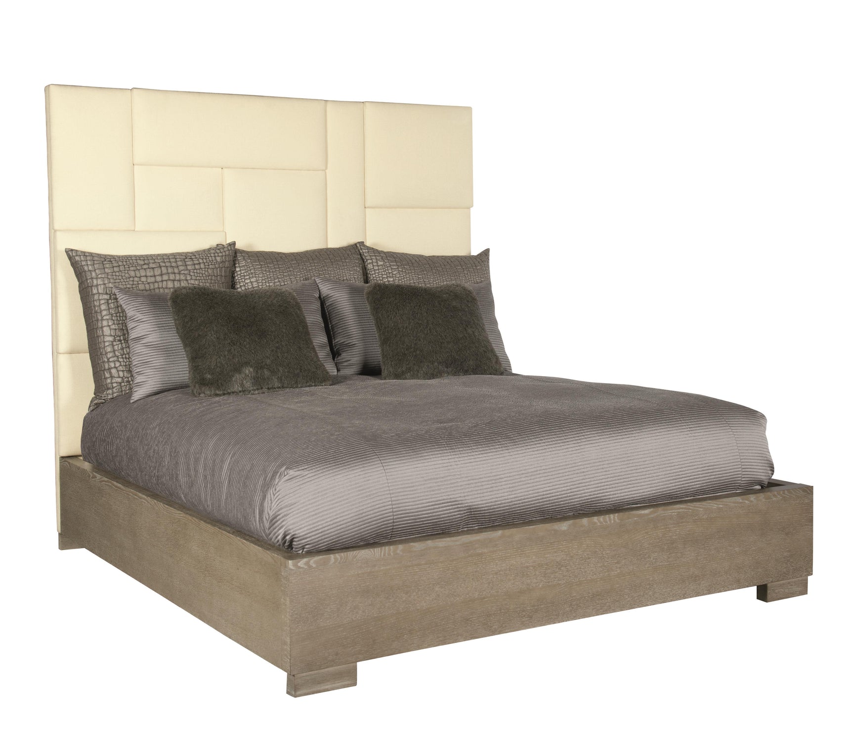 Mosaic Dark Taupe/White/Cream Panel King Bed - Ornate Home