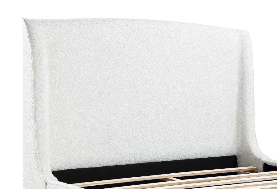 Mosby White Upholstered Curved Headboard Queen Platform Bed - Ornate Home