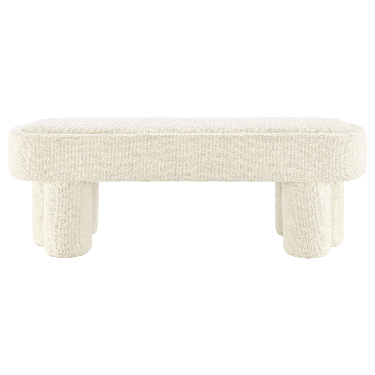 Mossi Cream 52-Inch Oval Boucle Fabric Bench - Ornate Home