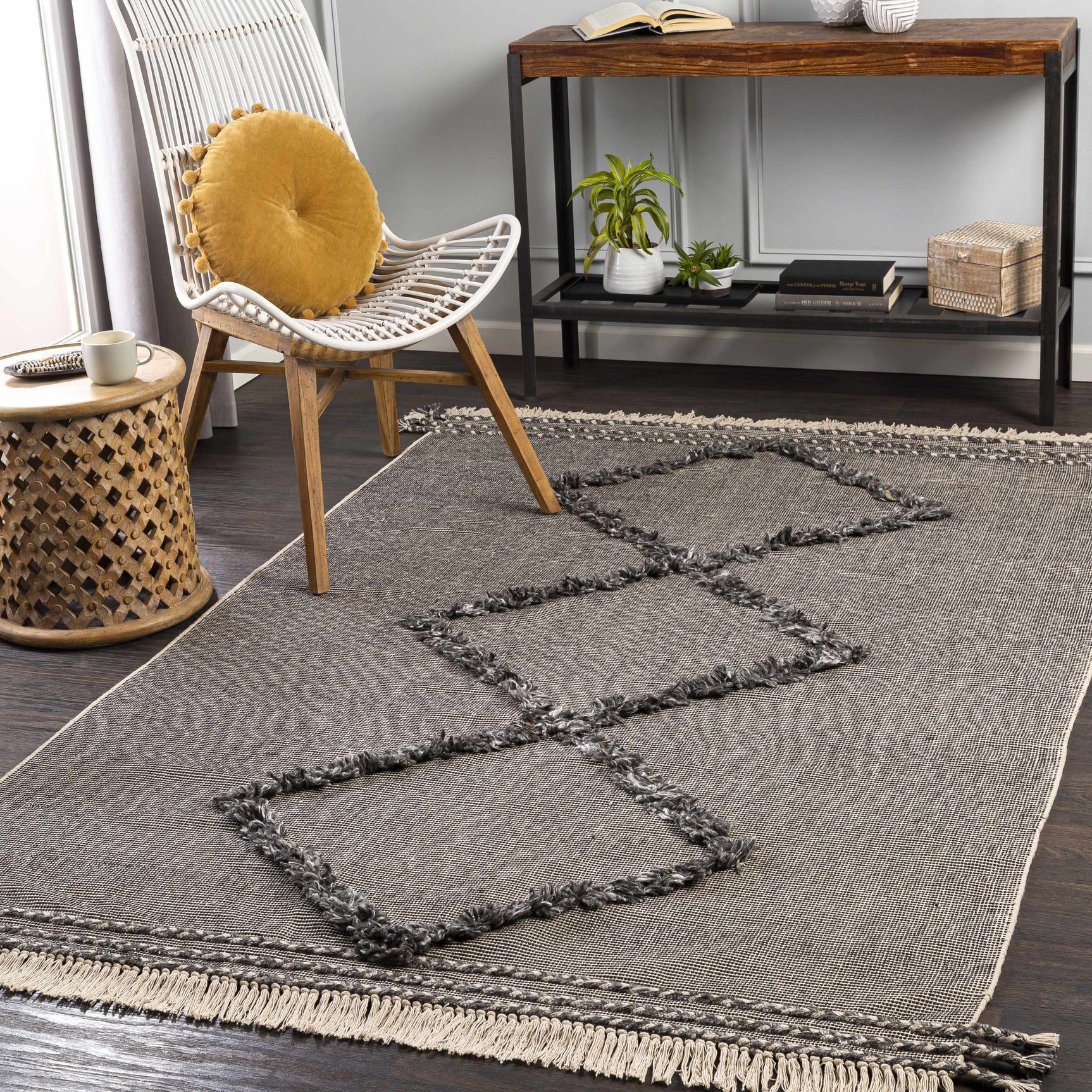 Mossman Brown Diamond High-Low Rug - Clearance - Ornate Home