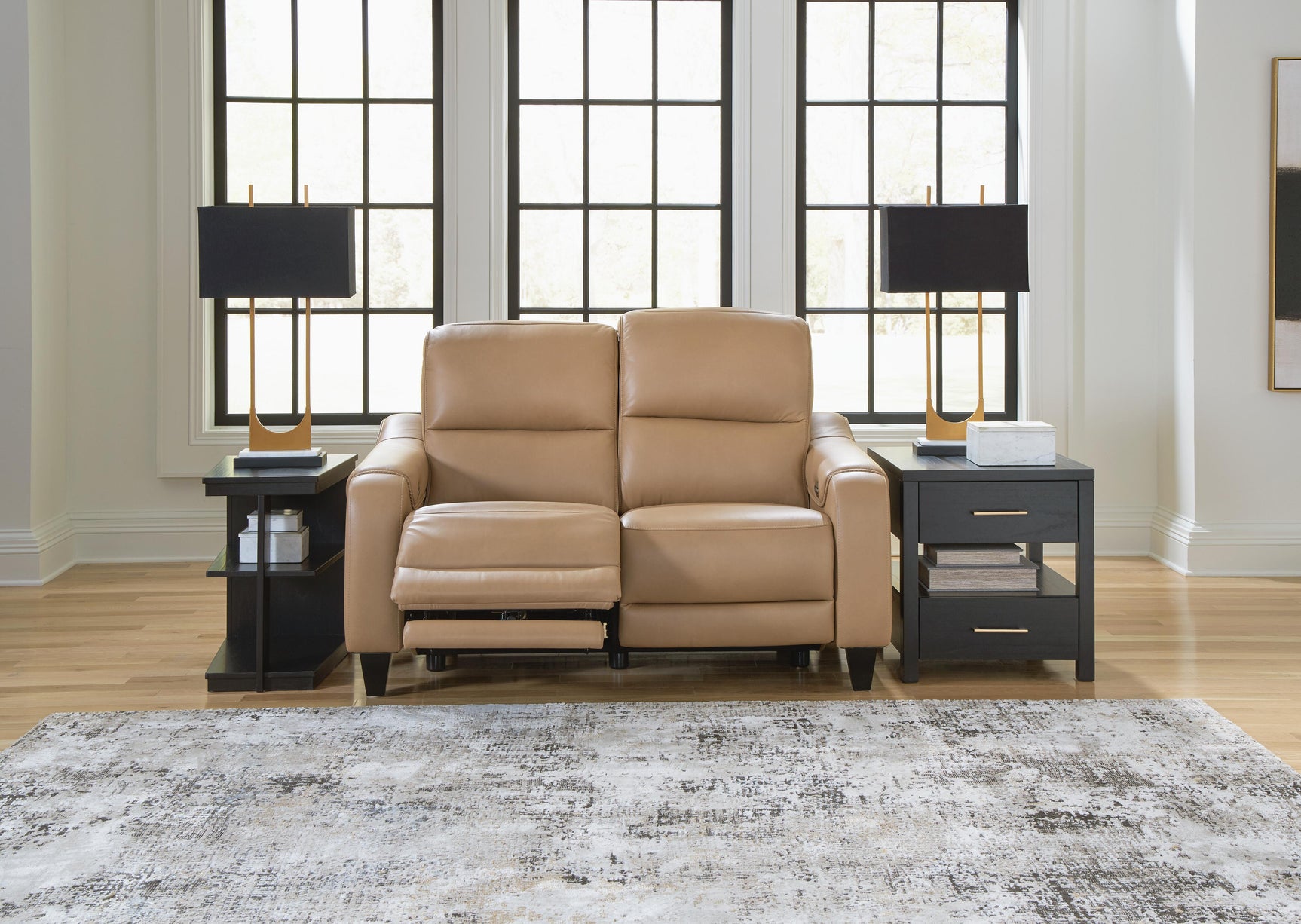 Mosswell Toffee Power Reclining Loveseat - Ornate Home